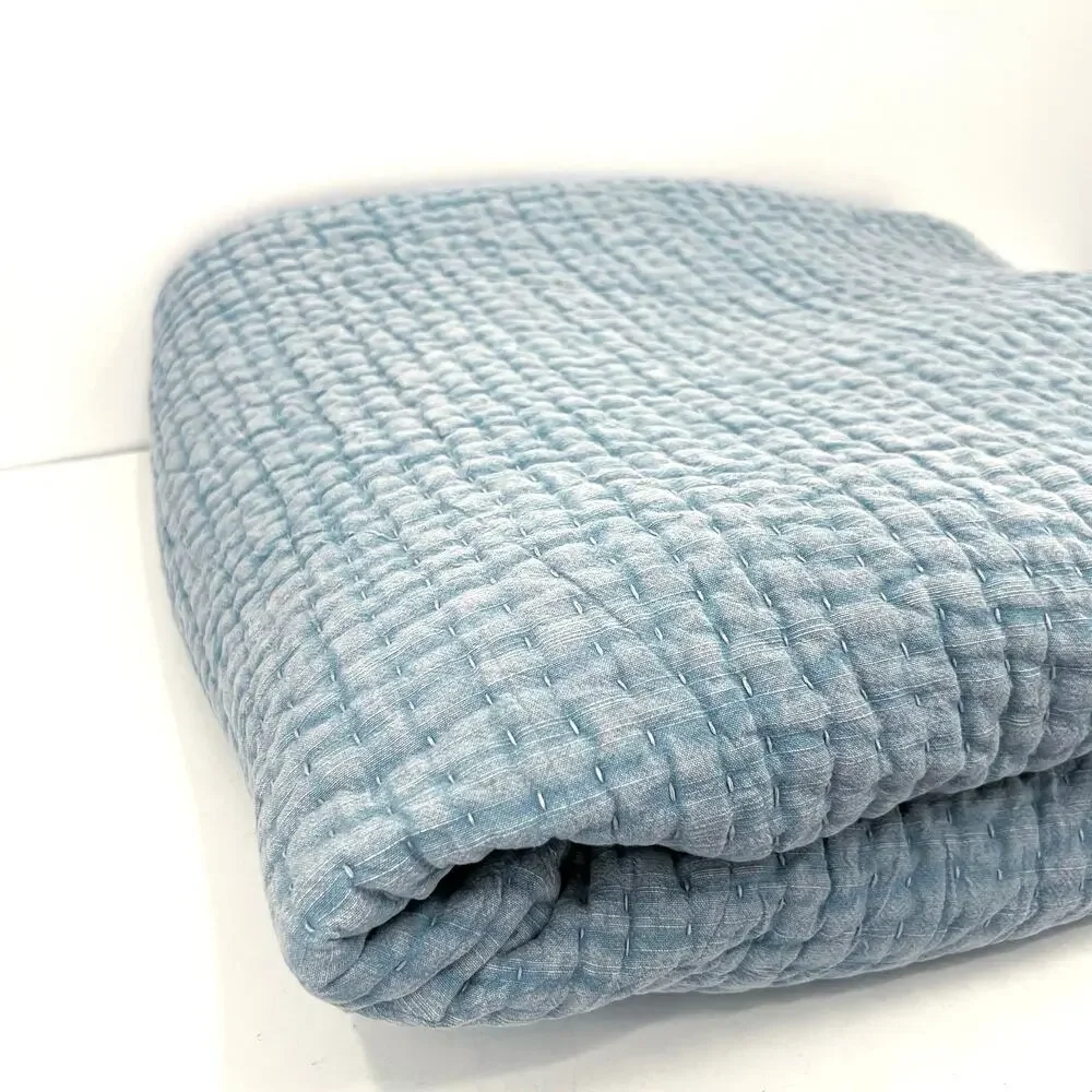 Pottery Barn stone washed denim reversible quilt cover